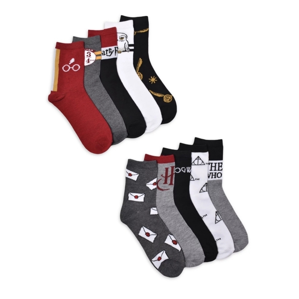 NEW Harry Potter Women's Graphic Crew Socks, 10-Pack, Shoe Sizes 4-10